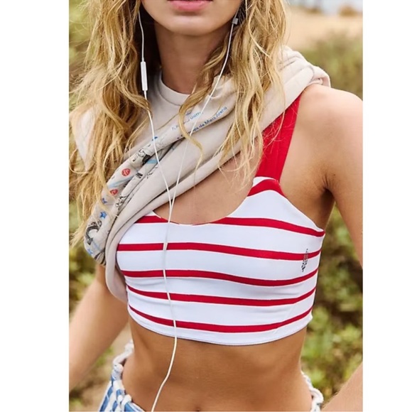 Free People FP Movement On The Radar Sports Bra - Red Stripe